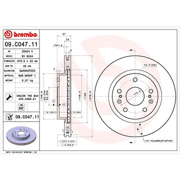 

BREMBO brzdový kotouč 09.C047.11, sada 2 ks