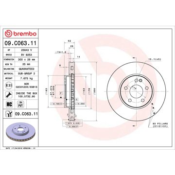 

BREMBO brzdový kotouč 09.C063.11, sada 2 ks