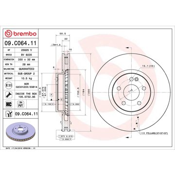

BREMBO brzdový kotouč 09.C064.11, sada 2 ks