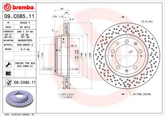 

BREMBO brzdový kotouč 09.C085.11, sada 2 ks