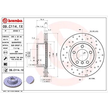 

BREMBO brzdový kotouč 09.C114.1X, sada 2 ks