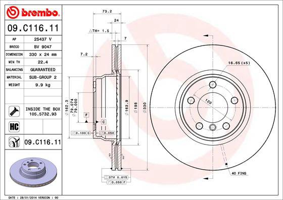 

BREMBO brzdový kotouč 09.C116.11, sada 2 ks
