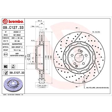 

BREMBO brzdový kotouč 09.C127.33, sada 2 ks
