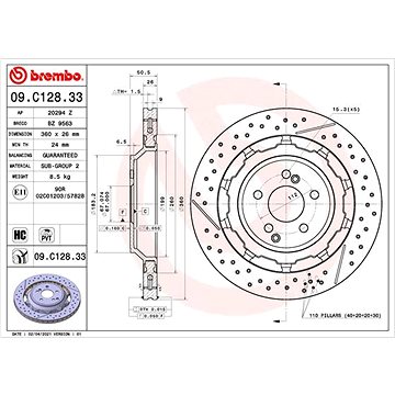 

BREMBO brzdový kotouč 09.C128.33, sada 2 ks
