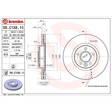 

BREMBO brzdový kotouč 09.C138.11, sada 2 ks