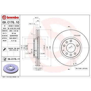 

BREMBO brzdový kotouč 09.C176.11, sada 2 ks