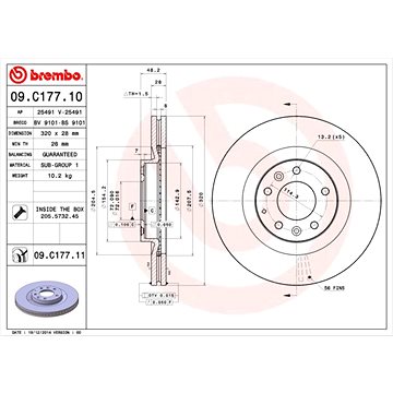 

BREMBO brzdový kotouč 09.C177.11, sada 2 ks