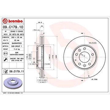 

BREMBO brzdový kotouč 09.C179.11, sada 2 ks