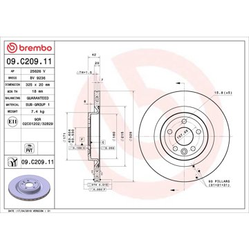 

BREMBO brzdový kotouč 09.C209.11, sada 2 ks