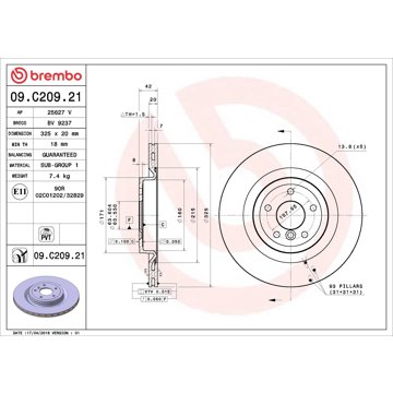 

BREMBO brzdový kotouč 09.C209.21, sada 2 ks