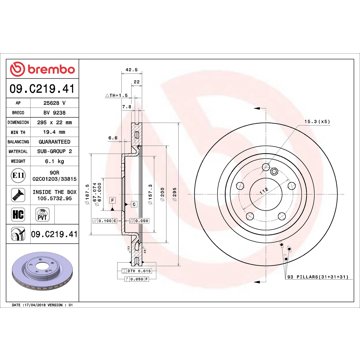

BREMBO brzdový kotouč 09.C219.41, sada 2 ks
