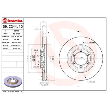 

BREMBO brzdový kotouč 09.C244.10, sada 2 ks