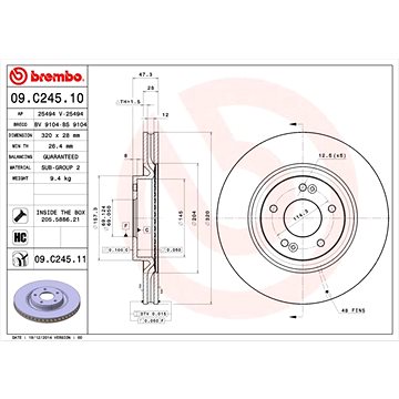 

BREMBO brzdový kotouč 09.C245.11, sada 2 ks
