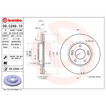 

BREMBO brzdový kotouč 09.C249.11, sada 2 ks