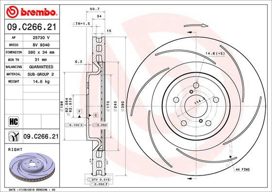 

BREMBO brzdový kotouč 09.C266.21, sada 2 ks