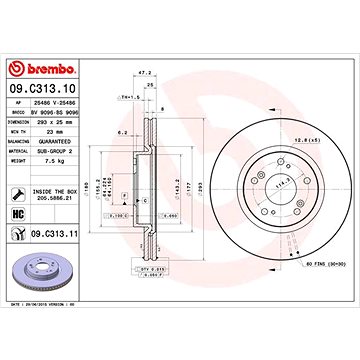 

BREMBO brzdový kotouč 09.C313.11, sada 2 ks