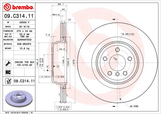 

BREMBO brzdový kotouč 09.C314.11, sada 2 ks