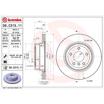

BREMBO brzdový kotouč 09.C315.11, sada 2 ks