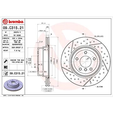 

BREMBO brzdový kotouč 09.C315.21, sada 2 ks