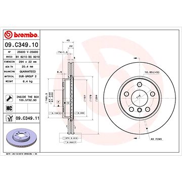 

BREMBO brzdový kotouč 09.C349.11, sada 2 ks