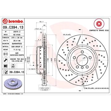 

BREMBO brzdový kotouč 09.C394.13, sada 2 ks