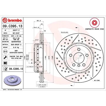 

BREMBO brzdový kotouč 09.C395.13, sada 2 ks