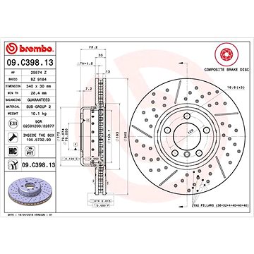 

BREMBO brzdový kotouč 09.C398.13, sada 2 ks