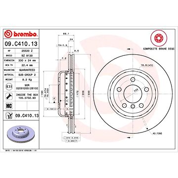 

BREMBO brzdový kotouč 09.C410.13, sada 2 ks