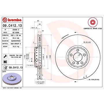 

BREMBO brzdový kotouč 09.C412.13, sada 2 ks