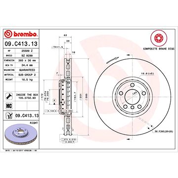 

BREMBO brzdový kotouč 09.C413.13, sada 2 ks