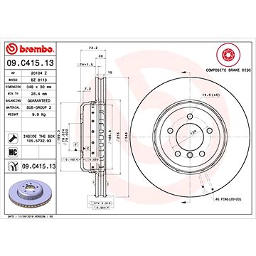 

BREMBO brzdový kotouč 09.C415.13, sada 2 ks