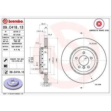 

BREMBO brzdový kotouč 09.C418.13, sada 2 ks
