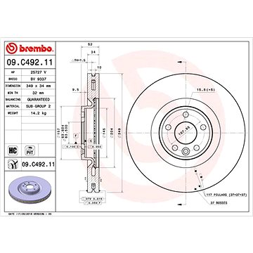 

BREMBO brzdový kotouč 09.C492.11, sada 2 ks