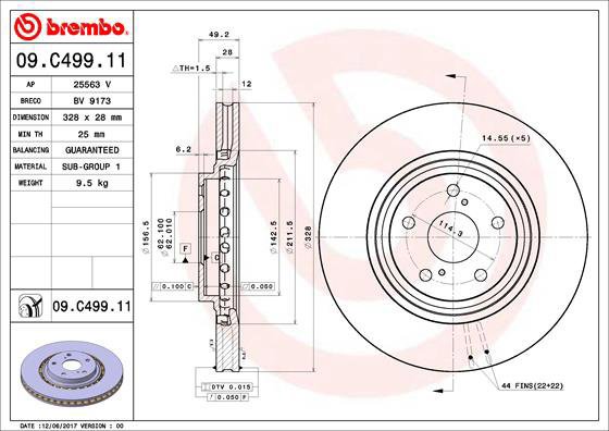 

BREMBO brzdový kotouč 09.C499.11, sada 2 ks