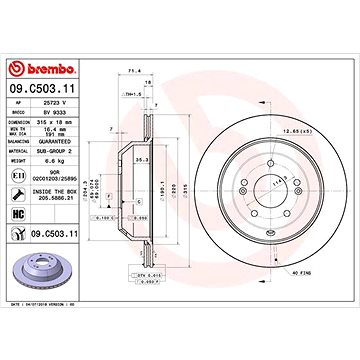 

BREMBO brzdový kotouč 09.C503.11, sada 2 ks