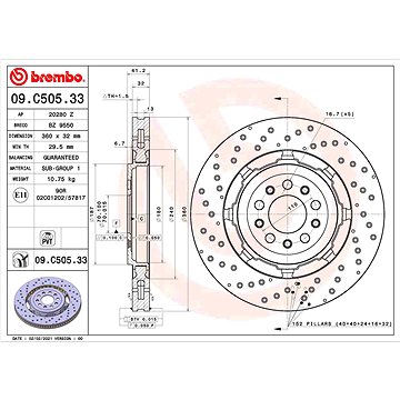 

BREMBO brzdový kotouč 09.C505.33, sada 2 ks