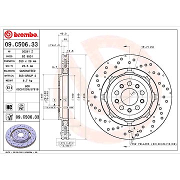 

BREMBO brzdový kotouč 09.C506.33, sada 2 ks
