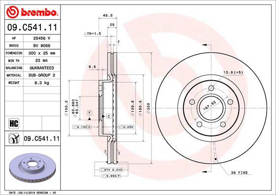 

BREMBO brzdový kotouč 09.C541.11, sada 2 ks