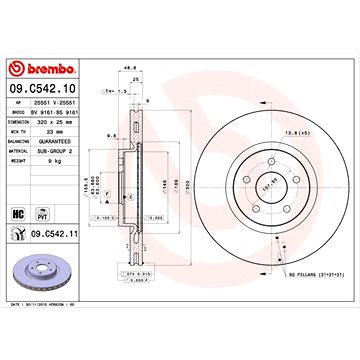 

BREMBO brzdový kotouč 09.C542.11, sada 2 ks