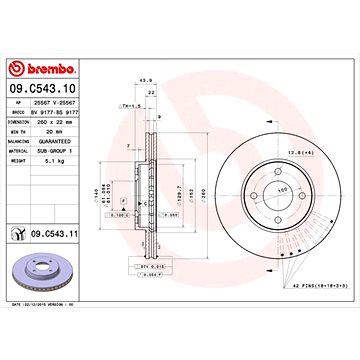 

BREMBO brzdový kotouč 09.C543.11, sada 2 ks