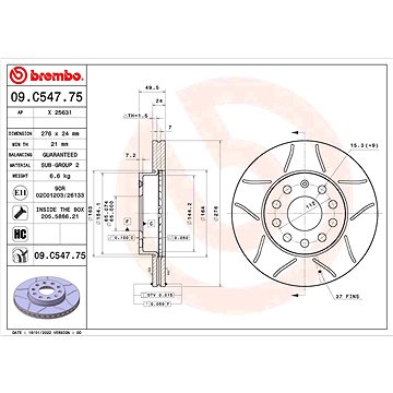 

BREMBO brzdový kotouč 09.C547.75, sada 2 ks