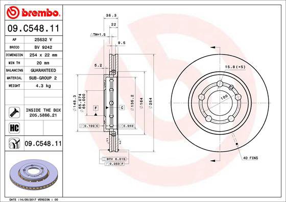 

BREMBO brzdový kotouč 09.C548.11, sada 2 ks