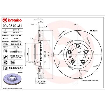 

BREMBO brzdový kotouč 09.C549.31, sada 2 ks