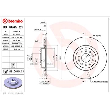 

BREMBO brzdový kotouč 09.C645.21, sada 2 ks