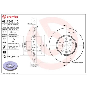 

BREMBO brzdový kotouč 09.C646.11, sada 2 ks