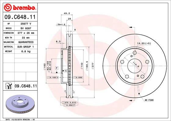 

BREMBO brzdový kotouč 09.C648.11, sada 2 ks