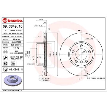 

BREMBO brzdový kotouč 09.C649.11, sada 2 ks