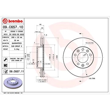 

BREMBO brzdový kotouč 09.C657.11, sada 2 ks