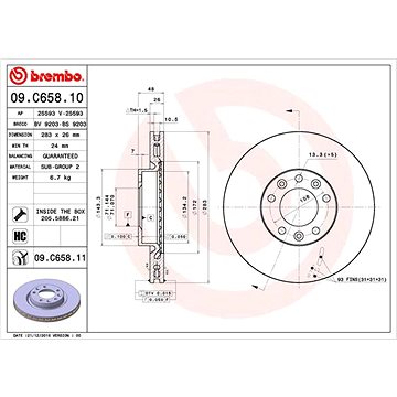

BREMBO brzdový kotouč 09.C658.11, sada 2 ks