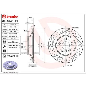 

BREMBO brzdový kotouč 09.C743.21, sada 2 ks